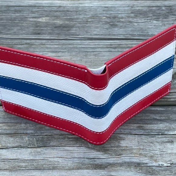 Men Wallet Multi Color Stripe Bi fold Card Holder Handmade Genuine Leather Purse - Picture 5 of 13